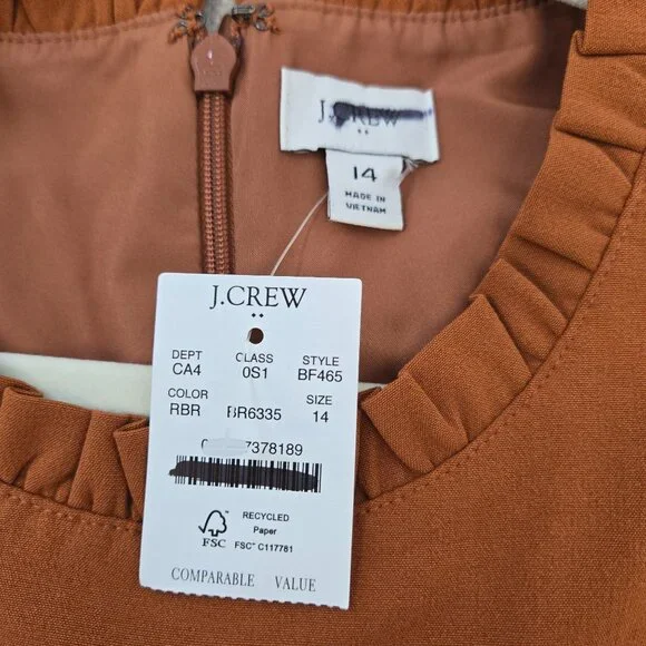 NWT J. Crew Factory Ruffle Neck Suiting Dress Size 14 - Picture 3 of 6